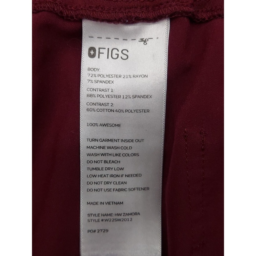 FIGS Scrub Pants Joggers Womens 2XL Burgundy Drawstring Technical Collection - Picture 4 of 12